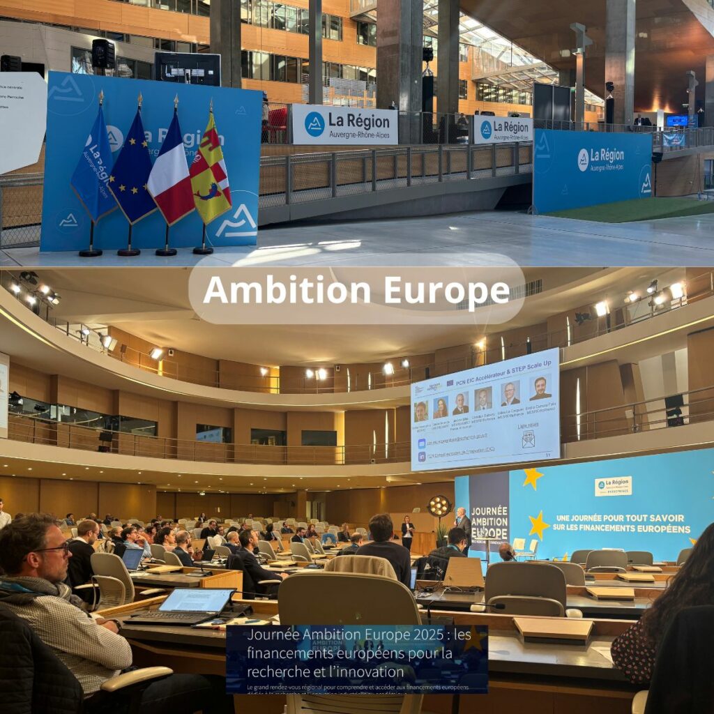 « Agene Personal Branding & Image Corporate à la Journée Ambition Europe 2025, échanges avec experts et porteurs de projets sur financements européens et innovation. Lyon